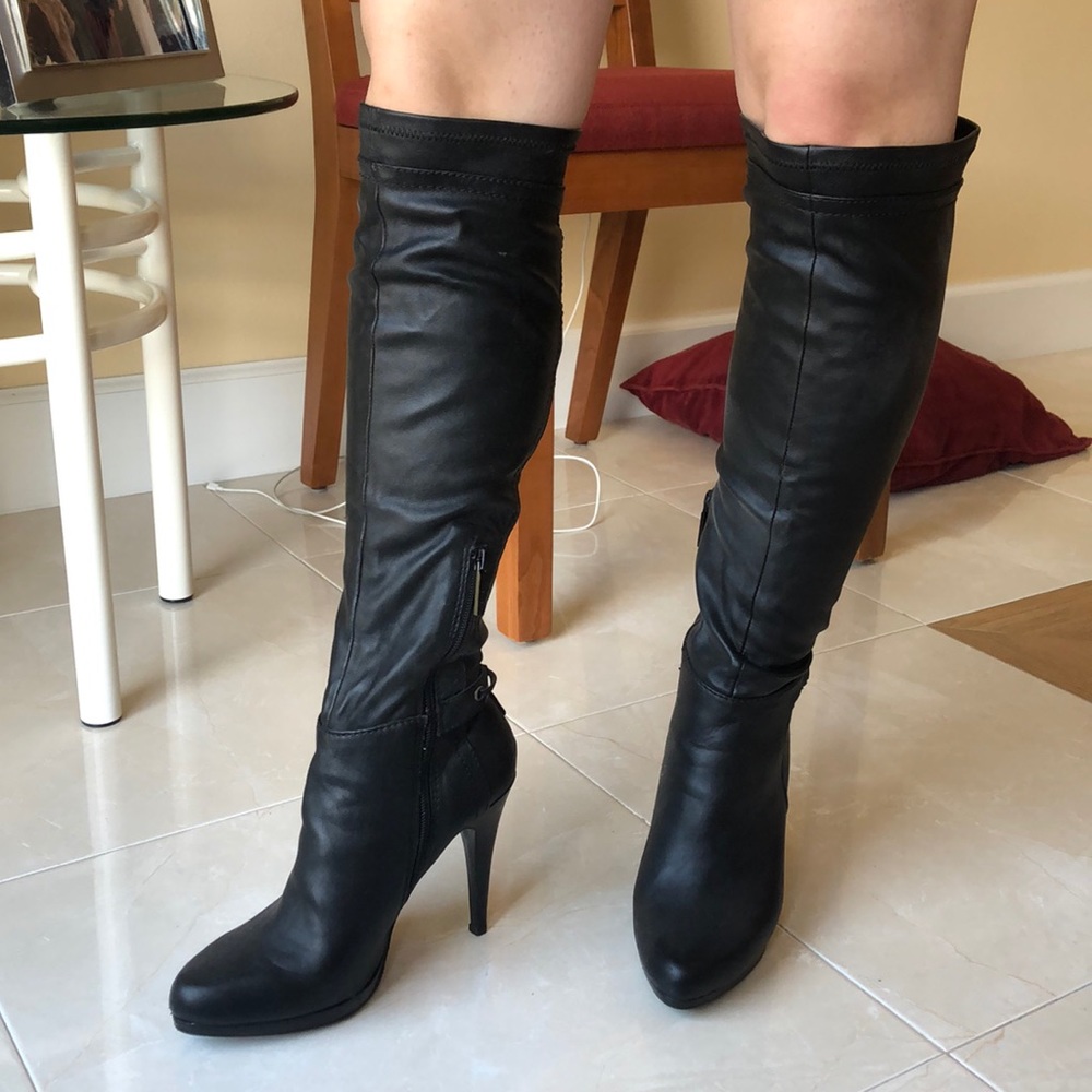 NINE WEST KNEE HIGH BLACK LEATHER BOOTS